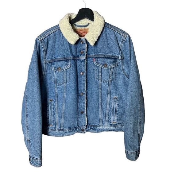 Levi’s Original Sherpa Trucker Denim Jacket Womens XL - Picture 1 of 3